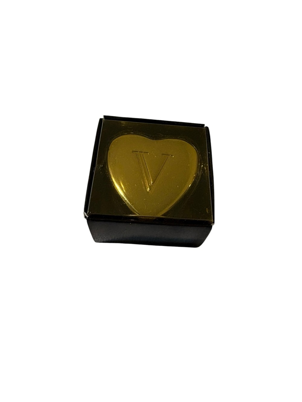 Heart Trinket Box with engraved 'V' initial